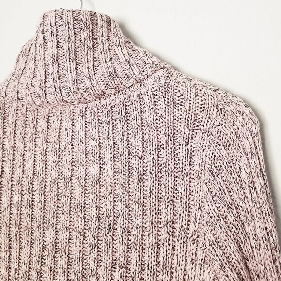 Free People Pink Marled Ballet Combo Twisted Cable T-Neck Sweater S Turtleneck - Picture 14 of 16